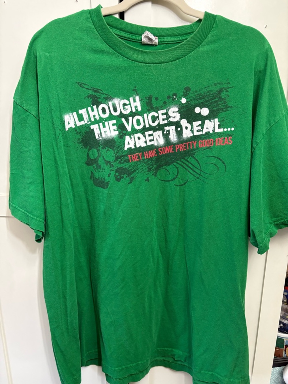 Green Graphic Band Tee - Bold White & Black Print
